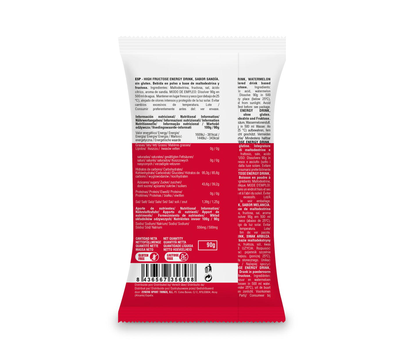 HIGH FRUCTOSE ENERGY DRINK - Bebida Energética Alta en Fructosa x 86 gr Monodosis